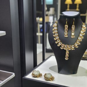 Regal Kundan Choker Necklace Set with Pearl Drops | Radhika Creations